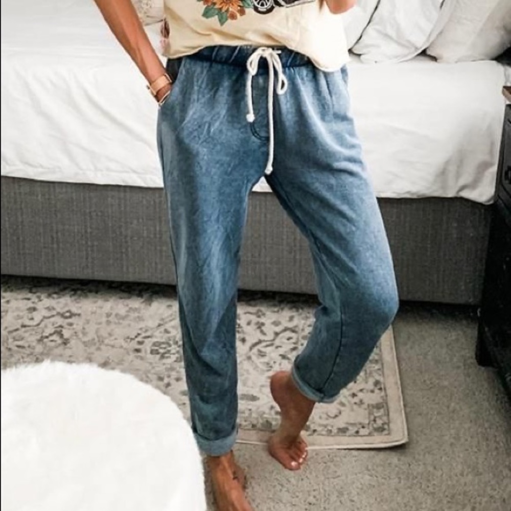 Denim jogger pants. Never worn or washed.